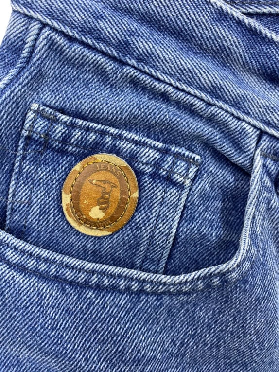 TRUSSARDI JEANS PANTALONI VINTAGE IN PELLE CON LOGO BLU DA DONNA XS