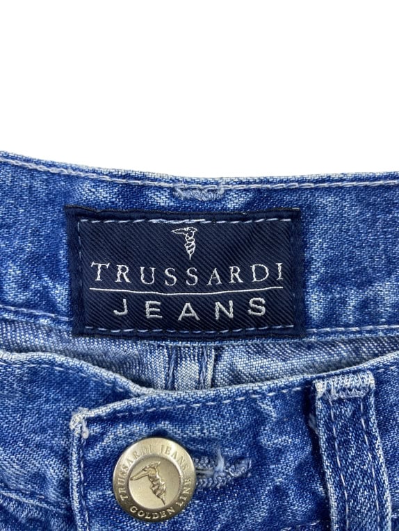 TRUSSARDI JEANS PANTS VINTAGE GOLDEN LINE BLUE WOMEN XS
