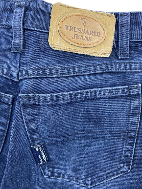 TRUSSARDI JEANS VINTAGE DENIM TROUSERS LOGO BLUE WOMEN XS