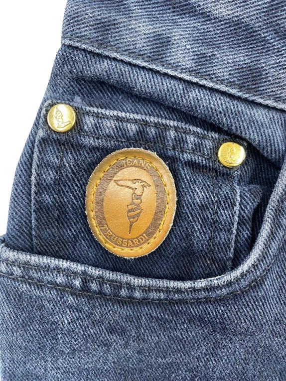 TRUSSARDI JEANS VINTAGE DENIM TROUSERS LOGO BLUE WOMEN XS