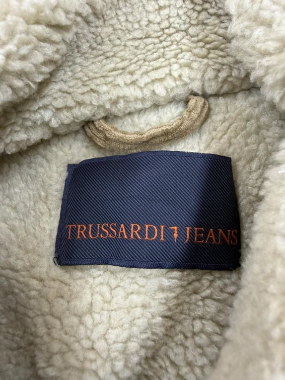 TRUSSARDI JEANS Giacca vintage in velluto a coste con fodera sherpa color cuoio da uomo M