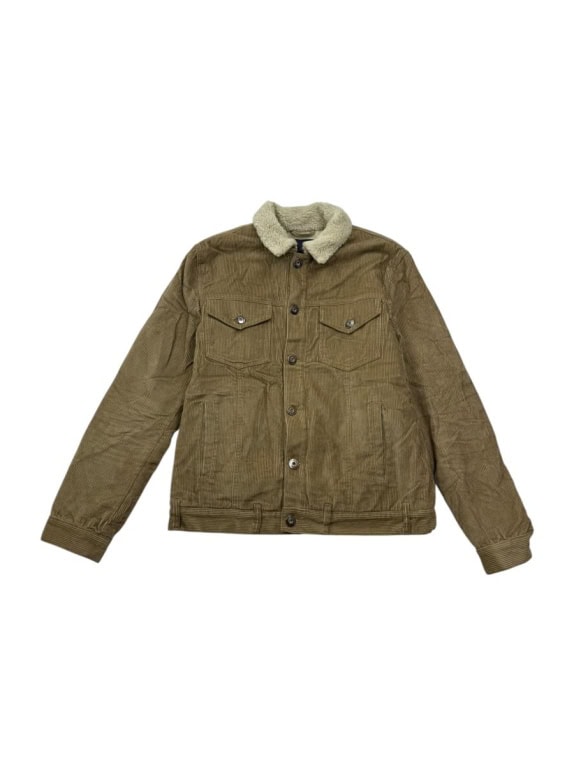 TRUSSARDI JEANS Giacca vintage in velluto a coste con fodera sherpa color cuoio da uomo M