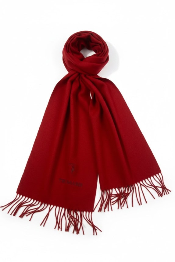 TRUSSARDI SCARF MINIMAL RED UNISEX PRE OWNED