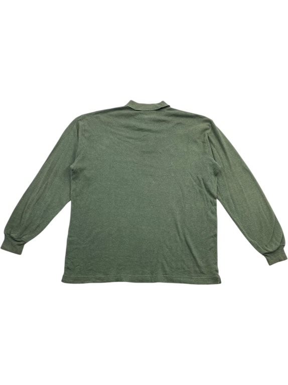 TRUSSARDI LONG SLEEVE POLO SHIRT CASUAL EMBROIDERED LOGO GREEN MENS XL
