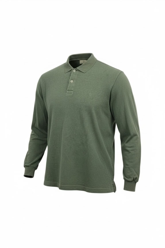 TRUSSARDI LONG SLEEVE POLO SHIRT CASUAL EMBROIDERED LOGO GREEN MENS XL