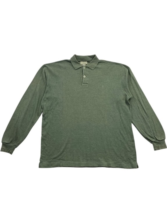 TRUSSARDI LONG SLEEVE POLO SHIRT CASUAL EMBROIDERED LOGO GREEN MENS XL