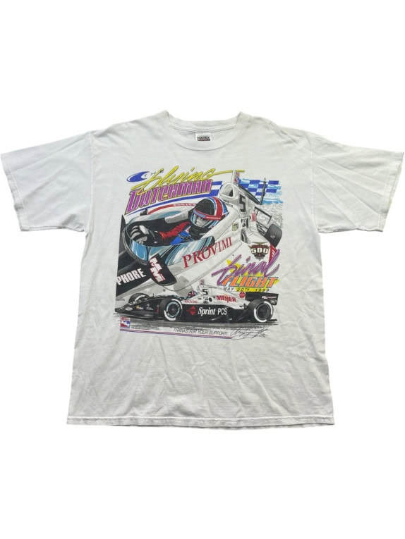 TULTEX T SHIRT GRAFICA VINTAGE RACING BIANCA UOMO PRE OWNED XL