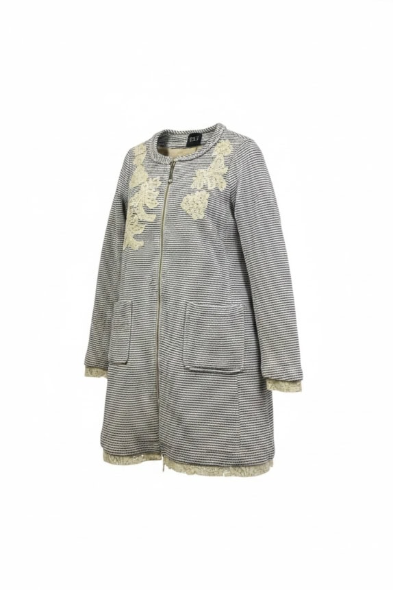 TWIN-SET cardigan lungo a righe blu/bianco da donna S