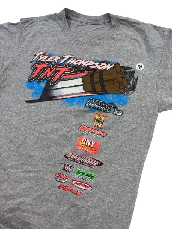 TYLER THOMPSON TNT T SHIRT RACING GRAPHIC ΓΚΡΙ UNISEX PRE OWNED M