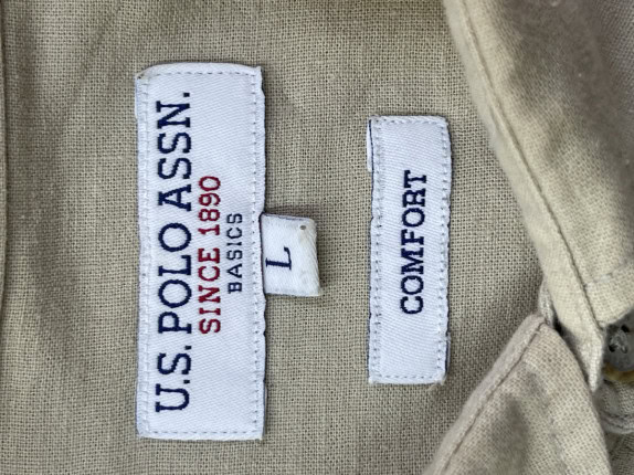 U S POLO ASSN CAMICIA MINIMAL BEIGE UOMO PRE OWNED L