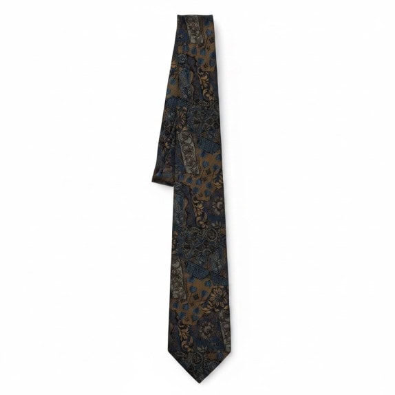 UNGARO PARIS TIE VINTAGE PAISLEY BLUE BROWN MENS PRE OWNED