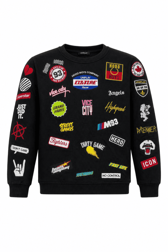 UNIPLAY CREWNECK GRAPHIC BLACK MEN PRE OWNED L
