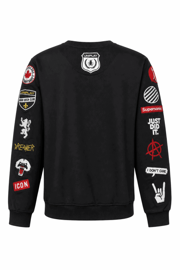 UNIPLAY CREWNECK GRAPHIC BLACK MEN PRE OWNED L