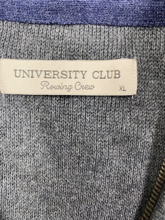 UNIVERSITY CLUB Knitted Full Zip Cardigan Casual With Logo Grey Men’s XL