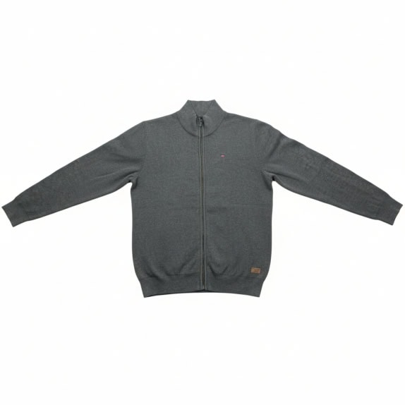 UNIVERSITY CLUB Knitted Full Zip Cardigan Casual With Logo Grey Men’s XL