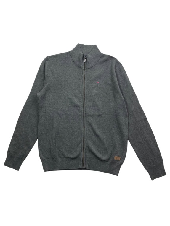 UNIVERSITY CLUB Knitted Full Zip Cardigan Casual With Logo Grey Men’s XL