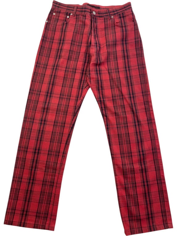 UNKNOWN BRAND ΠΑΝΤΕΛΟΝΙ TARTAN ΚΟΚΚΙΝΟ UNISEX PRE OWNED M