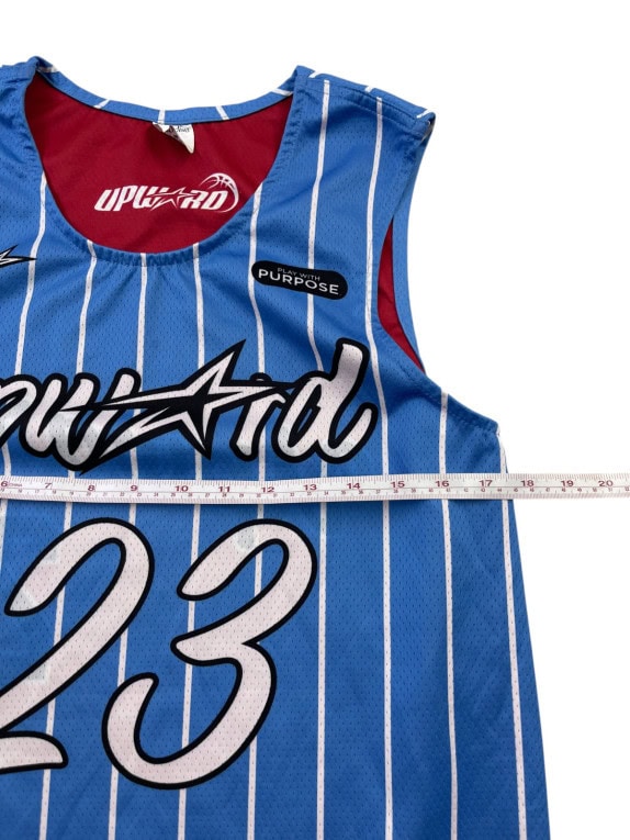 UPWARD BASKETBALL JERSEY STRIPED ATHLETIC BLUE MEN PRE OWNED S