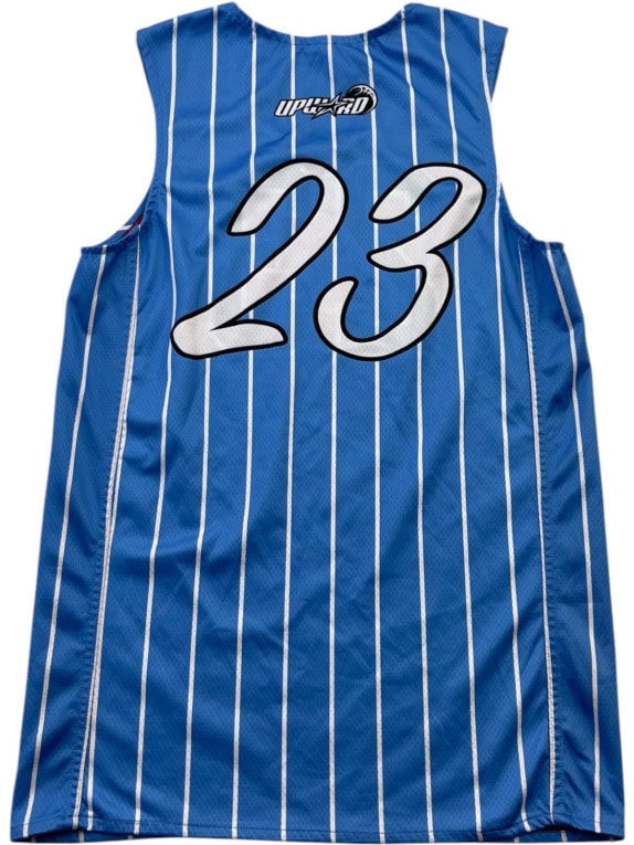UPWARD BASKETBALL JERSEY STRIPED ATHLETIC BLUE MEN PRE OWNED S