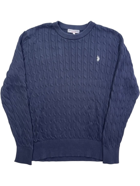 U.S. Polo Assn. Ανδρικό Πλεκτό Πουλόβερ Cable Knit Navy Μπλε Size XL