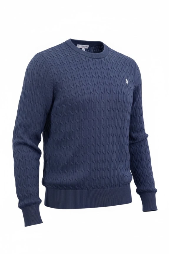 U.S. Polo Assn. Maglione da uomo lavorato a trecce blu navy taglia XL
