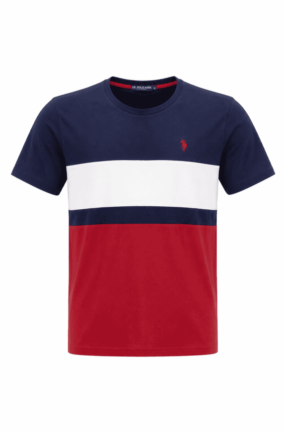 US POLO ASSN GRAPHIC TEE COLOR BLOCK NAVY RED ΑΝΔΡΙΚΟ PRE OWNED M