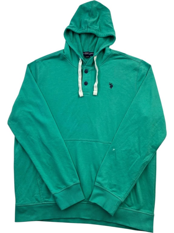 US POLO ASSN HOODIE MINIMAL TEAL MENS PRE OWNED XL