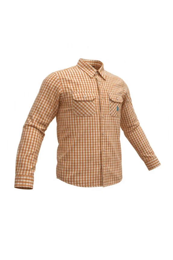 U.S. POLO ASSN. Camicia casual a quadri con logo arancione-bianco da uomo 18