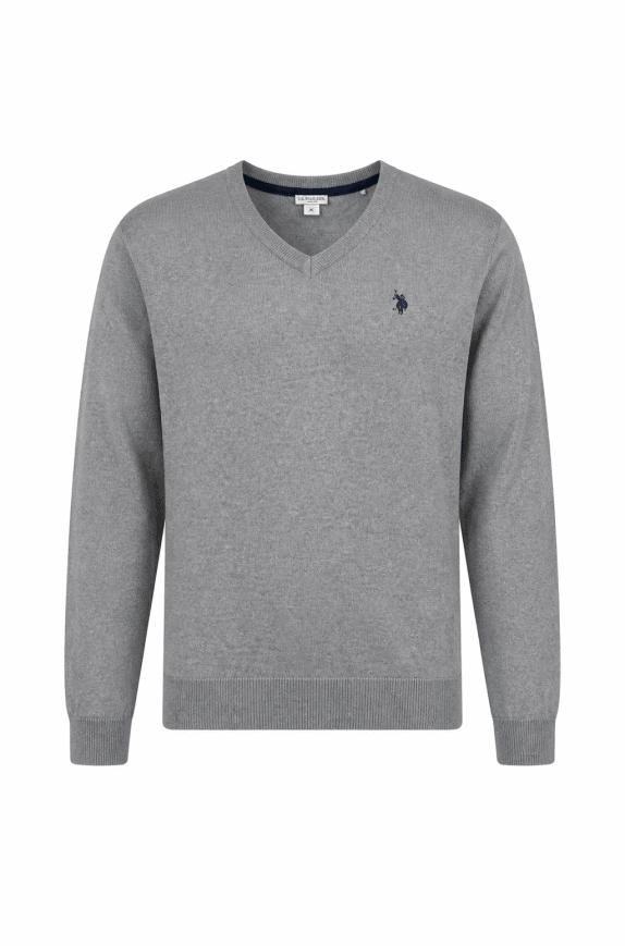U.S. POLO ASSN ΠΛΕΚΤΟ ΠΟΥΛΟΒΕΡ ΜΙΝΙΜΑΛ ΓΚΡΙ ΑΝΤΡΙΚΟ PRE OWNED M