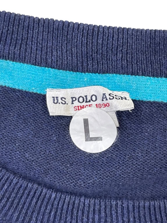 US POLO ASSN ΠΛΕΚΤΟ ΠΟΥΛΟΒΕΡ MINIMAL NAVY ΑΝΤΡΙΚΟ PRE OWNED L
