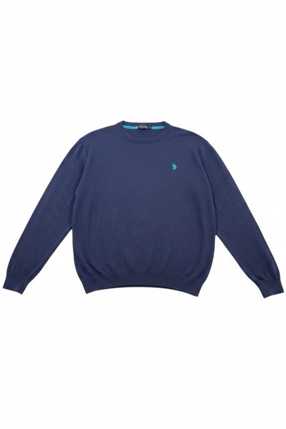 US POLO ASSN ΠΛΕΚΤΟ ΠΟΥΛΟΒΕΡ MINIMAL NAVY ΑΝΤΡΙΚΟ PRE OWNED L