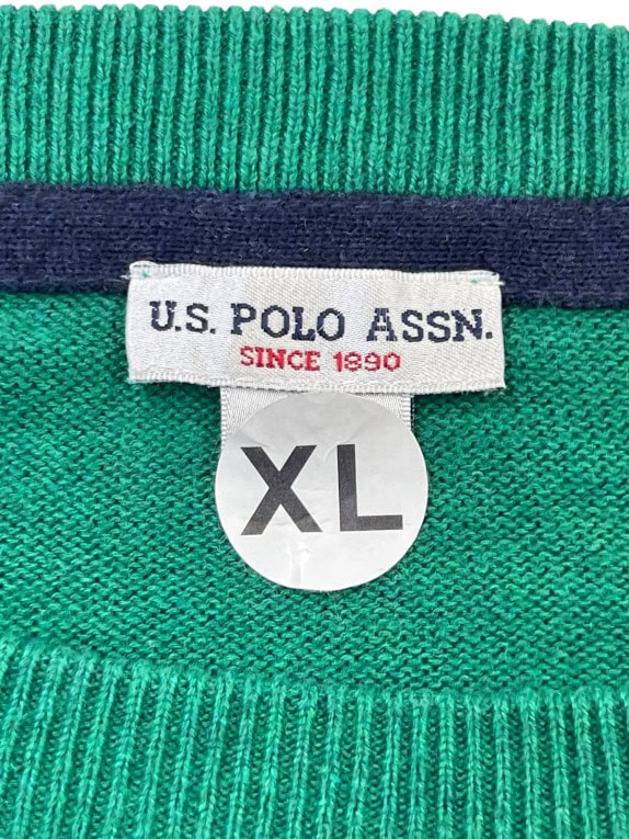 US POLO ASSN ΠΛΕΚΤΟ ΠΟΥΛΟΒΕΡ MINIMAL ΠΡΑΣΙΝΟ ΑΝΤΡΙΚΟ PRE OWNED XL