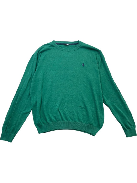 US POLO ASSN ΠΛΕΚΤΟ ΠΟΥΛΟΒΕΡ MINIMAL ΠΡΑΣΙΝΟ ΑΝΤΡΙΚΟ PRE OWNED XL