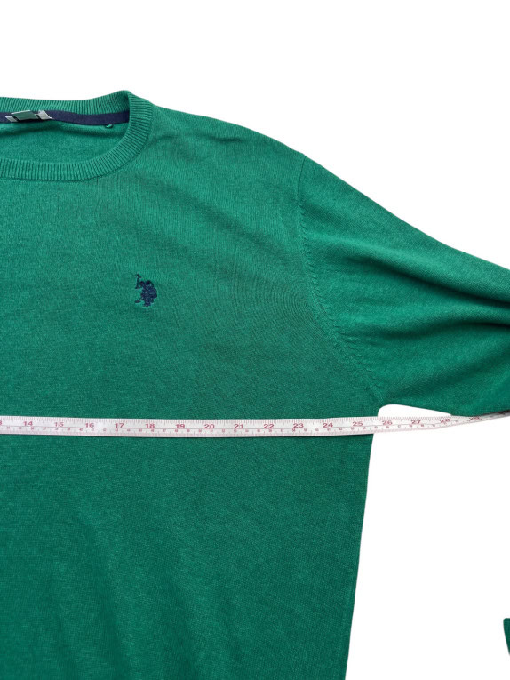 US POLO ASSN ΠΛΕΚΤΟ ΠΟΥΛΟΒΕΡ MINIMAL ΠΡΑΣΙΝΟ ΑΝΤΡΙΚΟ PRE OWNED XL