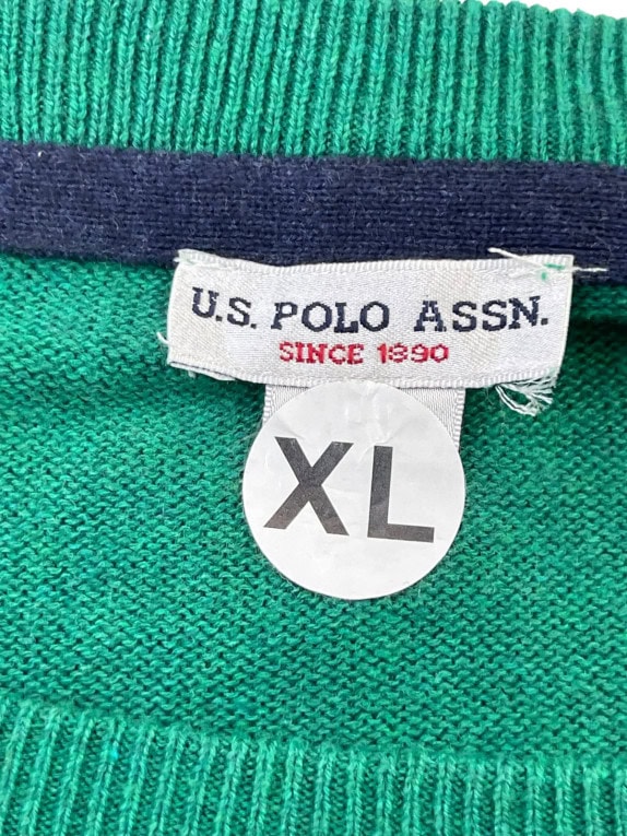 US POLO ASSN ΠΛΕΚΤΟ ΠΟΥΛΟΒΕΡ MINIMAL ΠΡΑΣΙΝΟ ΑΝΤΡΙΚΟ PRE OWNED XL