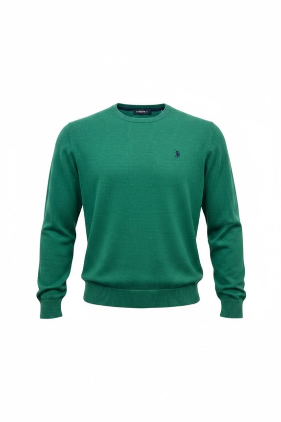 US POLO ASSN ΠΛΕΚΤΟ ΠΟΥΛΟΒΕΡ MINIMAL ΠΡΑΣΙΝΟ ΑΝΤΡΙΚΟ PRE OWNED XL