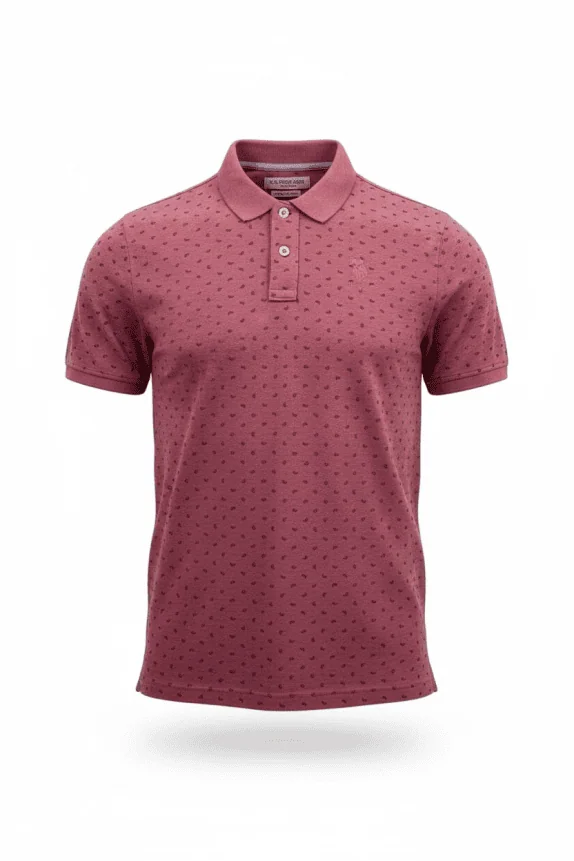 U.S. Polo Assn. Polo Maglietta Casual con logo stampato all over rosa da uomo S