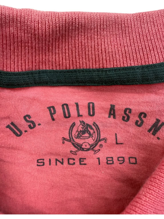 U.S. POLO ASSN. Polo Μπλούζα Casual Ριγέ Λογότυπο Ροζ Ανδρικό L