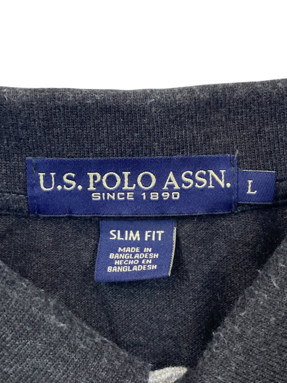 US POLO ASSN POLO ΜΠΛΟΥΖΑ SLIM FIT ΜΑΥΡΟ ΑΝΤΡΙΚΟ PRE OWNED L