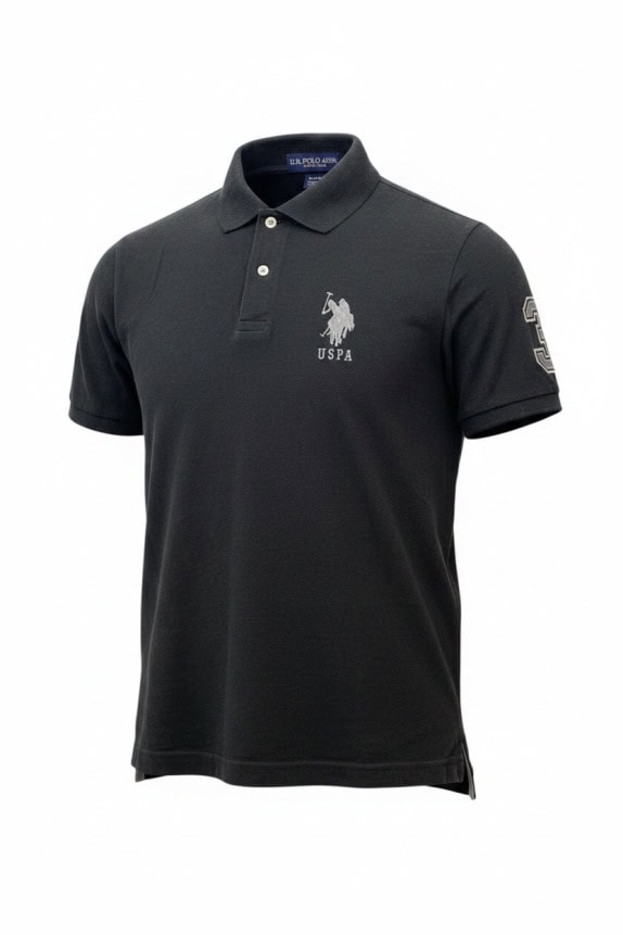 US POLO ASSN POLO ΜΠΛΟΥΖΑ SLIM FIT ΜΑΥΡΟ ΑΝΤΡΙΚΟ PRE OWNED L