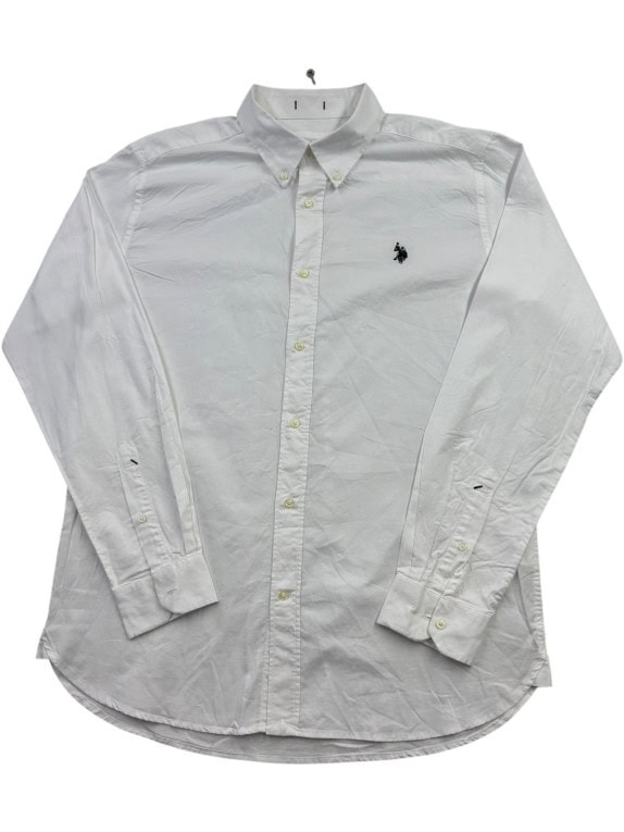 US POLO ASSN CAMICIA BUTTON DOWN CLASSICA BIANCA UOMO PRE OWNED L