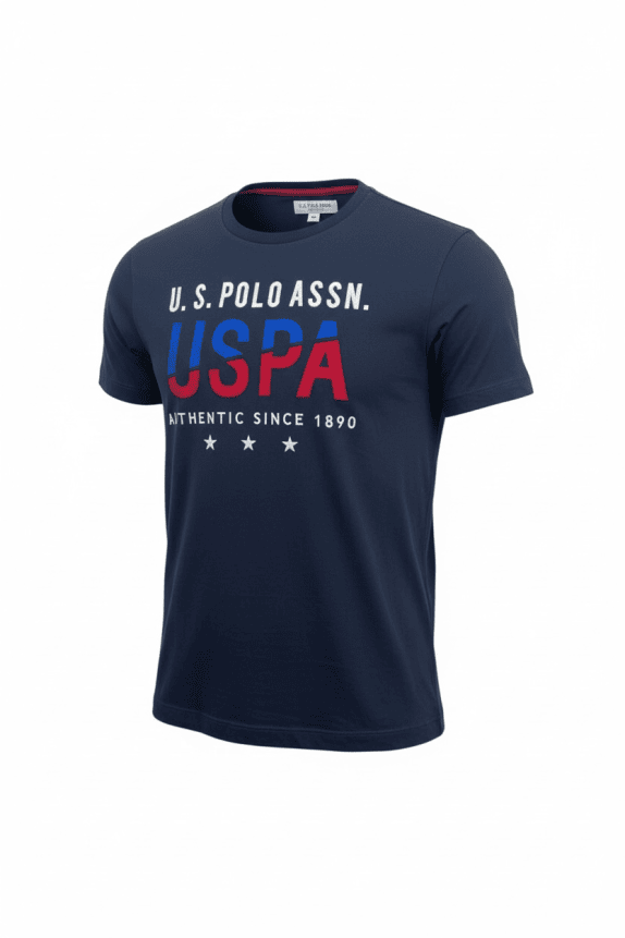 U.S. POLO ASSN. T-SHIRT CASUAL USPA ΛΟΓΟΤΥΠΟ ΣΚΟΥΡΟ ΜΠΛΕ ΑΝΔΡΙΚΟ XL