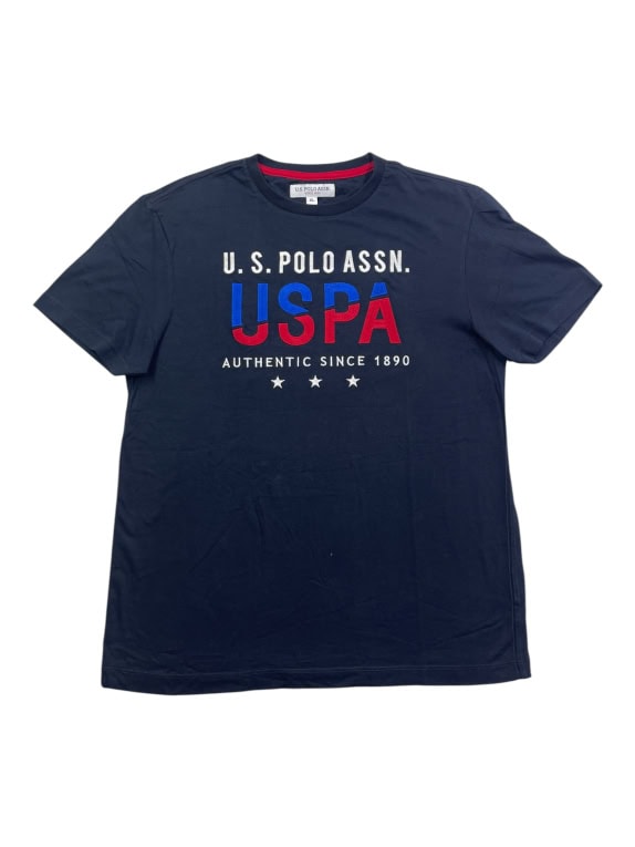 U.S. POLO ASSN. T-SHIRT CASUAL USPA ΛΟΓΟΤΥΠΟ ΣΚΟΥΡΟ ΜΠΛΕ ΑΝΔΡΙΚΟ XL