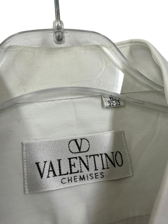 VALENTINO CHEMISES Πουκάμισο Vintage Κεντημένο Λογότυπο Λευκό Ανδρικό M