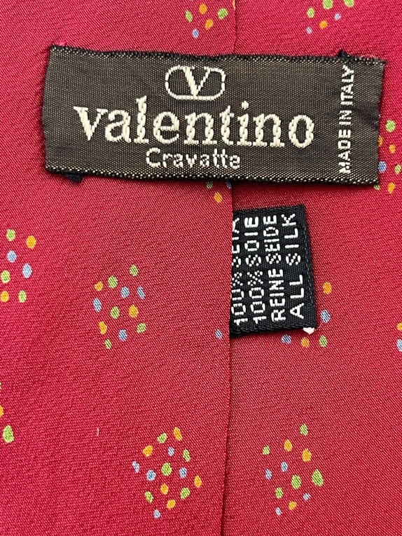 VALENTINO CRAVATTE SILK TIE CLASSIC BURGUNDY MENS PRE OWNED