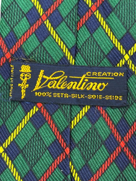 VALENTINO CREATION CRAVATTA VINTAGE TARTAN VERDE UOMO PRE OWNED