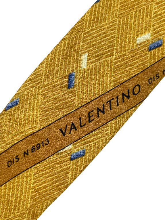 VALENTINO CRAVATTA CLASSICA GEOMETRICA SENAPE UOMO PRE OWNED