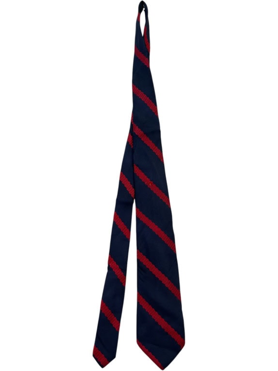 VALENTINO CRAVATTA CLASSIC RIGATA NAVY ROSSO UOMO PRE OWNED