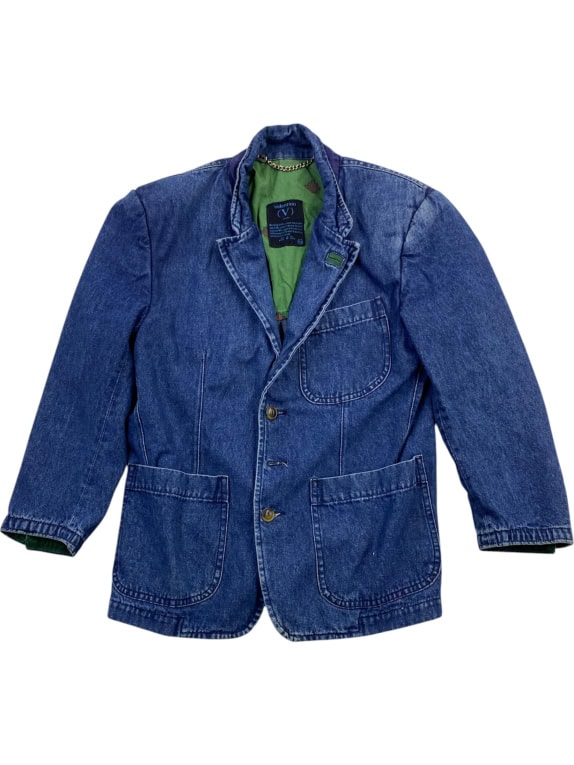 VALENTINO JEANS JACKET VINTAGE DENIM LOGO BLUE MENS XS