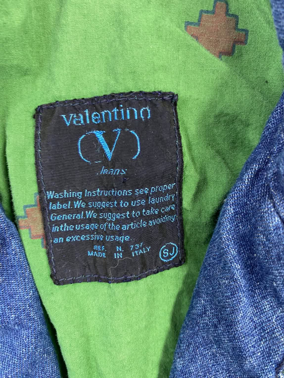 VALENTINO JEANS JACKET VINTAGE DENIM LOGO BLUE MENS XS